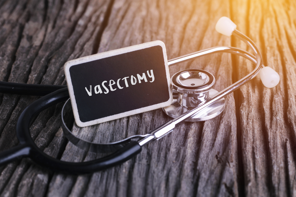 the word "vasectomy" on chalkboard with stethoscope next to it.
